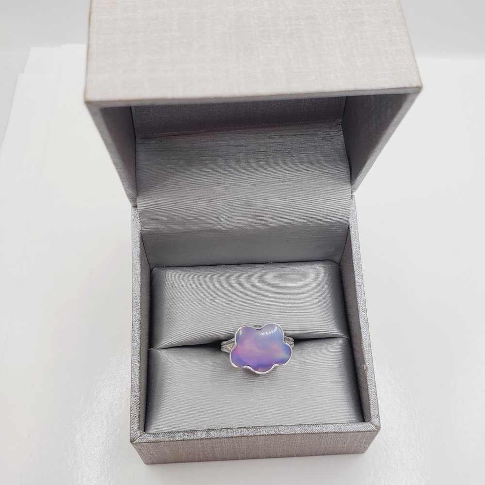 925 Sterling Silver Aurora Opal Cloud Ring – Iridescent Pastel Glow - Picture 11 of 11